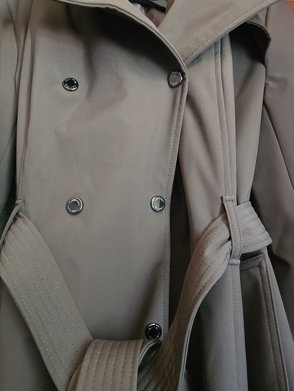 Calvin Klein Olive Trench Coat with Belt - Excellent Cond. - Picture 2 of 4